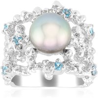 Silberfarbene Süßwasserzuchtperlen-Silberring (TPC) Silberfarbene Süßwasserzuchtperlen-Silberring (TPC)