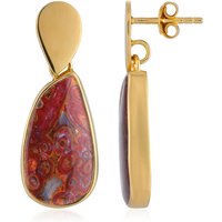 Versteinertes Palmenholz-Silberohrringe (Bali Barong) Versteinertes Palmenholz-Silberohrringe (Bali Barong)