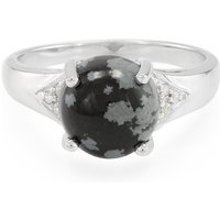 Schneeflocken-Obsidian-Silberring Schneeflocken-Obsidian-Silberring