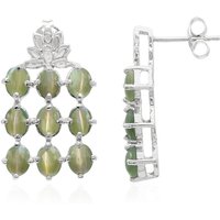 Alexandrit-Katzenauge-Silberohrringe Alexandrit-Katzenauge-Silberohrringe