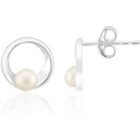 Weiße Süßwasserzuchtperlen-Silberohrringe Weiße Süßwasserzuchtperlen-Silberohrringe