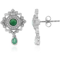 Kolumbianischer Smaragd-Silberohrringe Kolumbianischer Smaragd-Silberohrringe