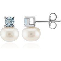 Weiße Süßwasserzuchtperlen-Silberohrringe (Michelle Albala) Weiße Süßwasserzuchtperlen-Silberohrringe (Michelle Albala)