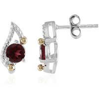 Rhodolith-Silberohrringe mit Gold (Granulieren) Rhodolith-Silberohrringe mit Gold (Granulieren)