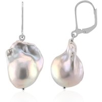 Silberfarbene Süßwasserzuchtperlen-Silberohrringe (TPC) Silberfarbene Süßwasserzuchtperlen-Silberohrringe (TPC)