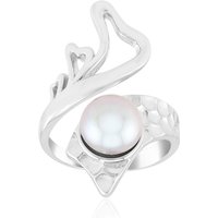 Silberfarbene Süßwasserzuchtperlen-Silberring Silberfarbene Süßwasserzuchtperlen-Silberring