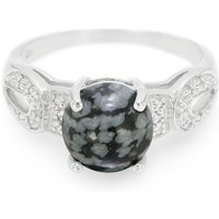 Schneeflocken-Obsidian-Silberring Schneeflocken-Obsidian-Silberring
