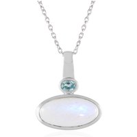 Blauer Mondstein-Silberhalskette (KM by Juwelo) Blauer Mondstein-Silberhalskette (KM by Juwelo)