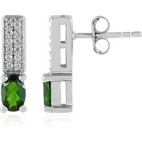 Russischer Diopsid-Silberohrringe Russischer Diopsid-Silberohrringe