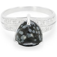 Schneeflocken-Obsidian-Silberring Schneeflocken-Obsidian-Silberring