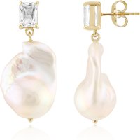 Weiße Süßwasserzuchtperlen-Silberohrringe (TPC) Weiße Süßwasserzuchtperlen-Silberohrringe (TPC)