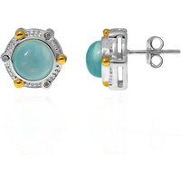 Aquamarin-Silberohrringe mit Gold (Granulieren) Aquamarin-Silberohrringe mit Gold (Granulieren)