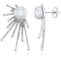 Silberfarbene Süßwasserzuchtperlen-Silberohrringe (TPC) Silberfarbene Süßwasserzuchtperlen-Silberohrringe (TPC)