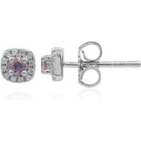 Nicht erhitzter Purpurfarbener Ceylon-Saphir-Silberohrringe Nicht erhitzter Purpurfarbener Ceylon-Saphir-Silberohrringe