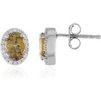 Nicht erhitzter Gelber Tansanit-Silberohrringe Nicht erhitzter Gelber Tansanit-Silberohrringe