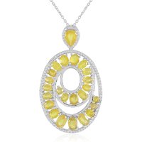 Gelber Madagaskar-Saphir-Silberhalskette Gelber Madagaskar-Saphir-Silberhalskette