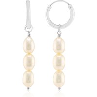 Weiße Süßwasserzuchtperlen-Silberohrringe Weiße Süßwasserzuchtperlen-Silberohrringe