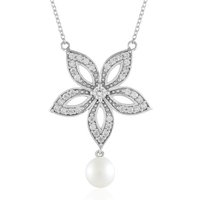 Weiße Süßwasserzuchtperlen-Silbercollier Weiße Süßwasserzuchtperlen-Silbercollier