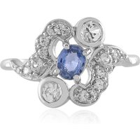 Nicht erhitzter Blauer Ceylon-Saphir-Silberring Nicht erhitzter Blauer Ceylon-Saphir-Silberring
