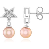 Purpurfarbene Ming-Perlen-Silberohrringe (TPC) Purpurfarbene Ming-Perlen-Silberohrringe (TPC)