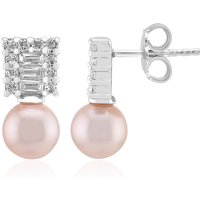 Purpurfarbene Ming-Perlen-Silberohrringe (TPC) Purpurfarbene Ming-Perlen-Silberohrringe (TPC)