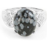 Schneeflocken-Obsidian-Silberring Schneeflocken-Obsidian-Silberring