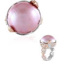 Pinkfarbene Mabe-Perlen-Silberring (Gems en Vogue) Pinkfarbene Mabe-Perlen-Silberring (Gems en Vogue)