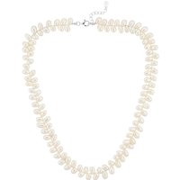 Weiße Süßwasserzuchtperlen-Silberhalskette (TPC) Weiße Süßwasserzuchtperlen-Silberhalskette (TPC)