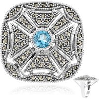 Schweizblauer Topas-Silberring (Annette classic) Schweizblauer Topas-Silberring (Annette classic)