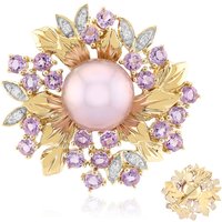 Purpurfarbene Ming-Perlen-Silberanhänger/-brosche (TPC) Purpurfarbene Ming-Perlen-Silberanhänger/-brosche (TPC)