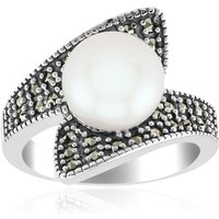 Weiße Süßwasserzuchtperlen-Silberring (Annette classic) Weiße Süßwasserzuchtperlen-Silberring (Annette classic)