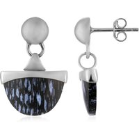 Versteinertes Jambi-Palmenholz-Silberohrringe (Bali Barong) Versteinertes Jambi-Palmenholz-Silberohrringe (Bali Barong)