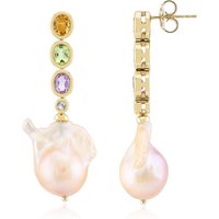 Pfirsichfarbene Süßwasserzuchtperlen-Silberohrringe (TPC) Pfirsichfarbene Süßwasserzuchtperlen-Silberohrringe (TPC)