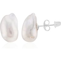 Weiße Süßwasserzuchtperlen-Silberohrringe (TPC) Weiße Süßwasserzuchtperlen-Silberohrringe (TPC)