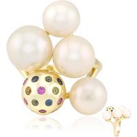 Weiße Süßwasserzuchtperlen-Goldring (Michelle Albala) Weiße Süßwasserzuchtperlen-Goldring (Michelle Albala)