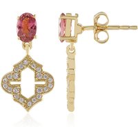 Nigerianischer Pinkfarbener Turmalin-Silberohrringe Nigerianischer Pinkfarbener Turmalin-Silberohrringe