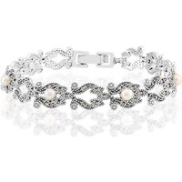 Weiße Süßwasserzuchtperlen-Silberarmband (TPC) Weiße Süßwasserzuchtperlen-Silberarmband (TPC)