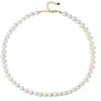 Weiße Süßwasserzuchtperlen-Silberhalskette Weiße Süßwasserzuchtperlen-Silberhalskette