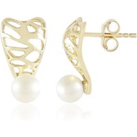 Weiße Süßwasserzuchtperlen-Goldohrringe (Ornaments by de Melo) Weiße Süßwasserzuchtperlen-Goldohrringe (Ornaments by de Melo)