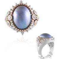 Blaue Mabe-Perlen-Silberring (Dallas Prince Designs) Blaue Mabe-Perlen-Silberring (Dallas Prince Designs)