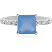 Blauer Chalzedon-Silberring Blauer Chalzedon-Silberring