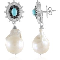 Weiße Süßwasserzuchtperlen-Silberohrringe (Dallas Prince Designs) Weiße Süßwasserzuchtperlen-Silberohrringe (Dallas Prince Designs)