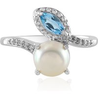 Weiße Süßwasserzuchtperlen-Silberring Weiße Süßwasserzuchtperlen-Silberring