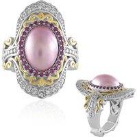 Pinkfarbene Mabe-Perlen-Silberring (Dallas Prince Designs) Pinkfarbene Mabe-Perlen-Silberring (Dallas Prince Designs)