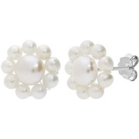 Weiße Süßwasserzuchtperlen-Silberohrringe Weiße Süßwasserzuchtperlen-Silberohrringe