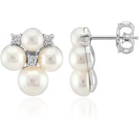 Weiße Süßwasserzuchtperlen-Silberohrringe (TPC) Weiße Süßwasserzuchtperlen-Silberohrringe (TPC)