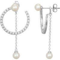 Weiße Süßwasserzuchtperlen-Silberohrringe (Adela Silber) Weiße Süßwasserzuchtperlen-Silberohrringe (Adela Silber)