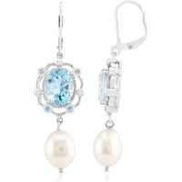 Weiße Süßwasserzuchtperlen-Silberohrringe (TPC) Weiße Süßwasserzuchtperlen-Silberohrringe (TPC)