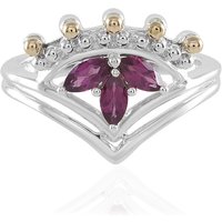 Rhodolith-Silberring mit Gold (Granulieren) Rhodolith-Silberring mit Gold (Granulieren)