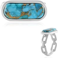 Blauer Mohave-Kupfer-Türkis-Silberring (Faszination Türkis) Blauer Mohave-Kupfer-Türkis-Silberring (Faszination Türkis)